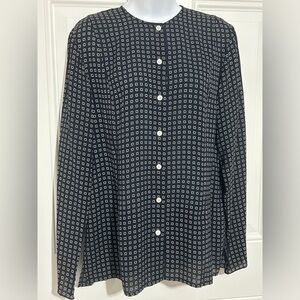 Burberrys Black and White Geometric Blouse